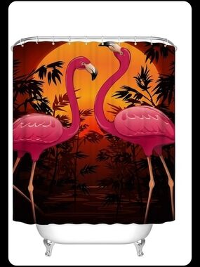 Pink Flamingo Shower Curtain - Vibrant Tropical Print
